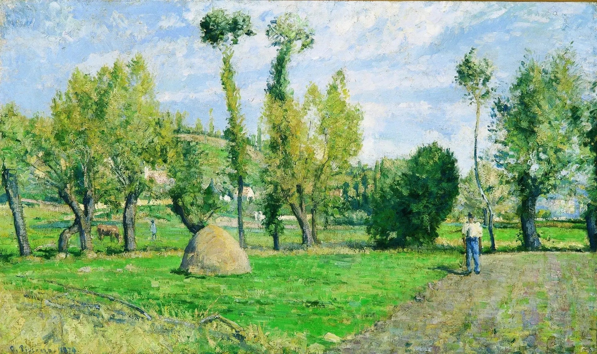 Prairies du Valhermeil près de Pontoise - Camille Pissarro image 1 tableau peint à l’huile sur toile