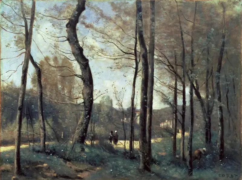 Første blade i Mantes - Jean-Baptiste Camille Corot