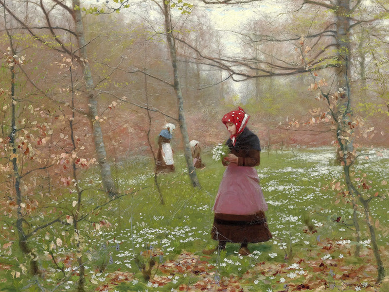 Forår. De første anemoner. - H. A. Brendekilde