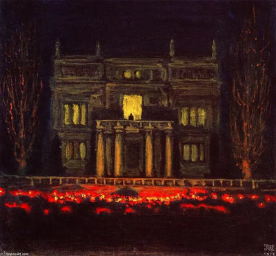 Reproduction du tableau « Procession aux Torches - Franz Von Stuck » par Alpha Reproduction en peinture à l’huile