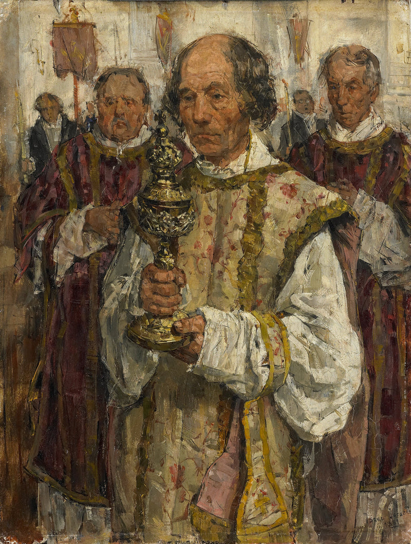 Procession i den gamle katolske kirke i Haag med præsten Cornelis Hendrikus van Vlooten - Isaac Israel