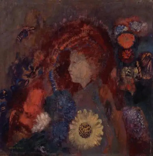Profil af ung pige blandt blomster - Odilon Redon