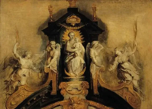 Projekt til kroningen af hovedalteret i Jesuitkirken i Antwerpen (i dag Saint-Charles-Borromée) - Peter Paul Rubens