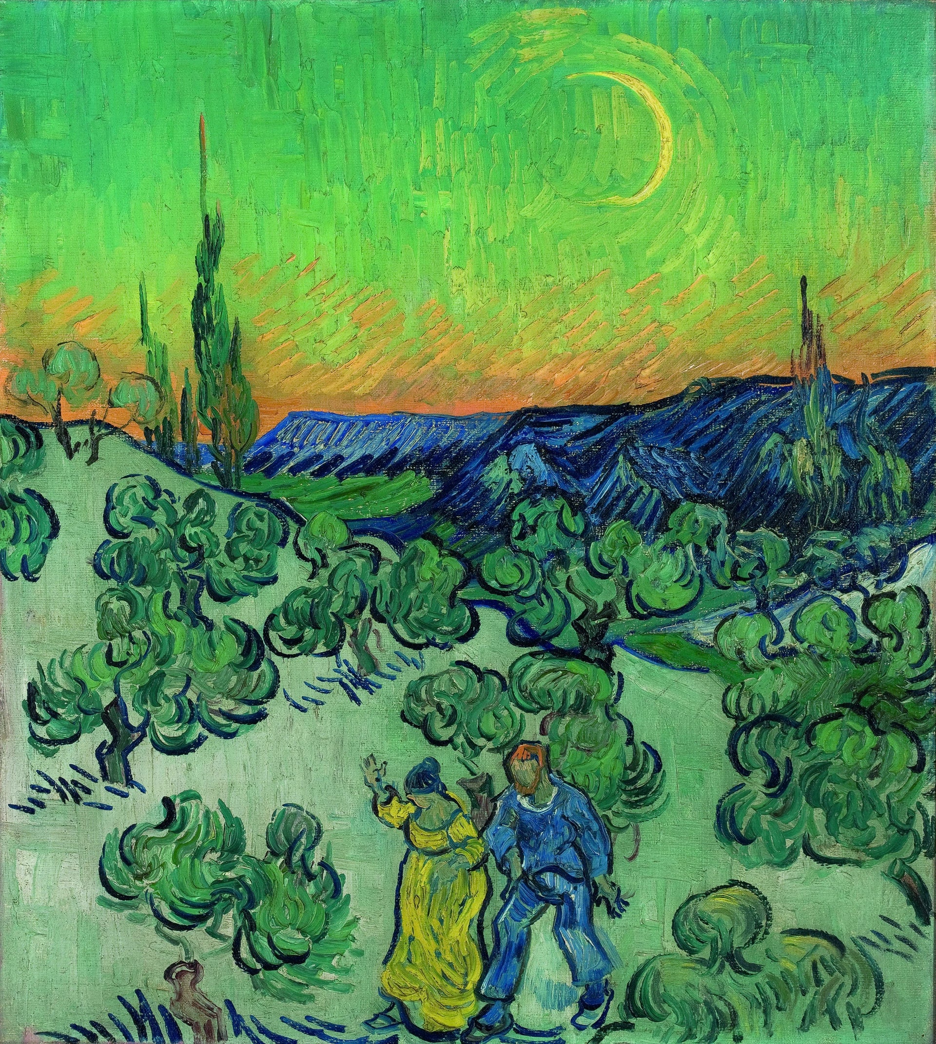 Promenade au crépuscule, peinture de Vincent van Gogh conservée au MASP à São Paulo