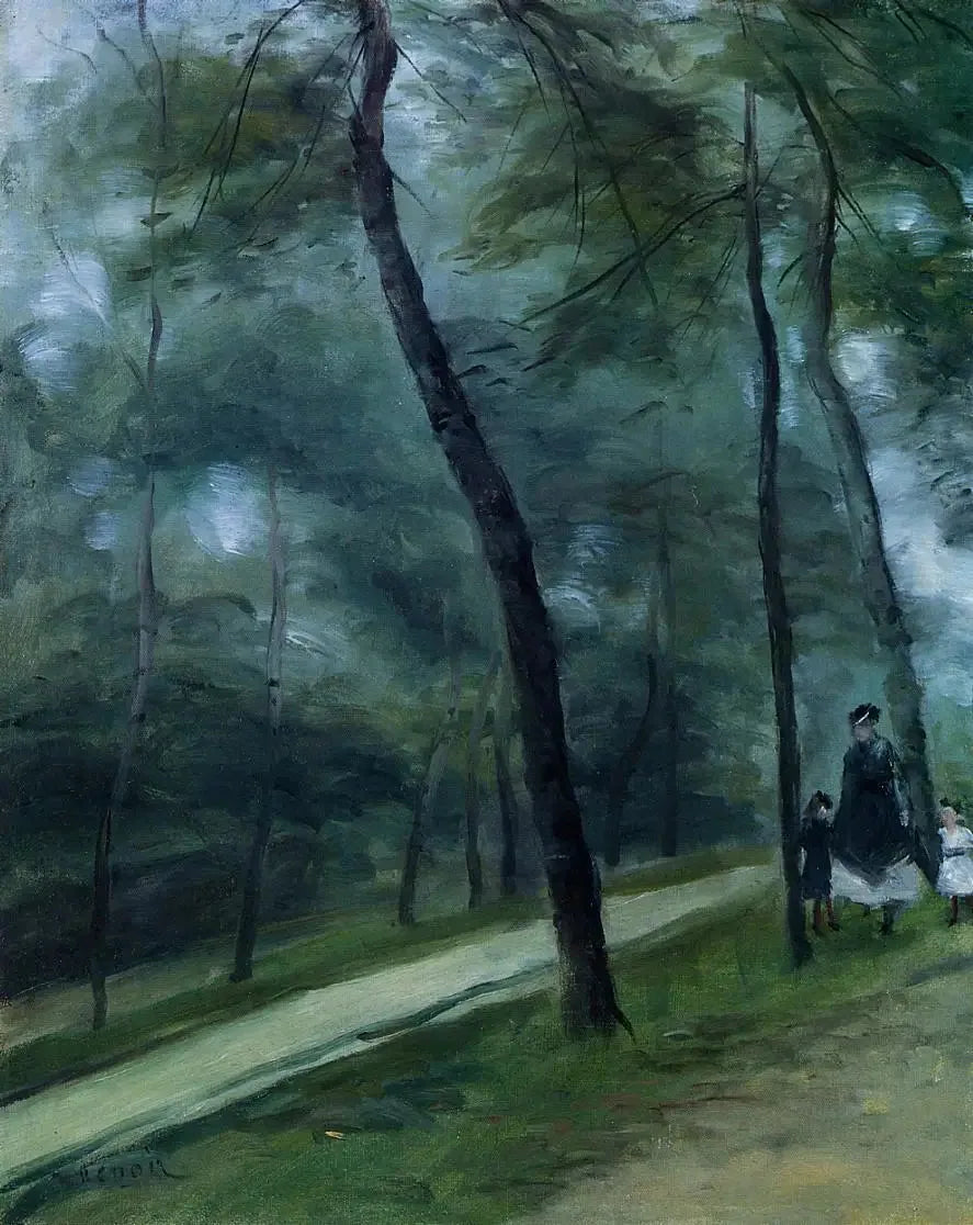 Spadseretur i skoven (Fru Le Cœur og hendes børn) - Pierre-Auguste Renoir