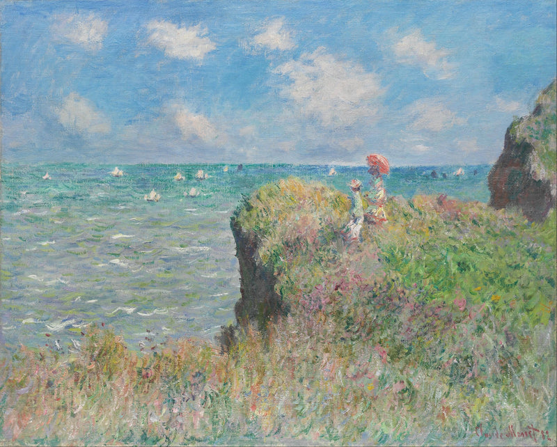 Spadseretur på klippen, Pourville - Claude Monet