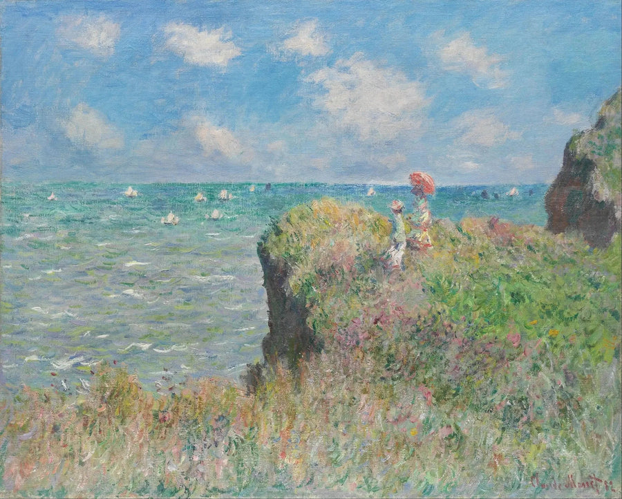 Spadseretur på klippen, Pourville - Claude Monet