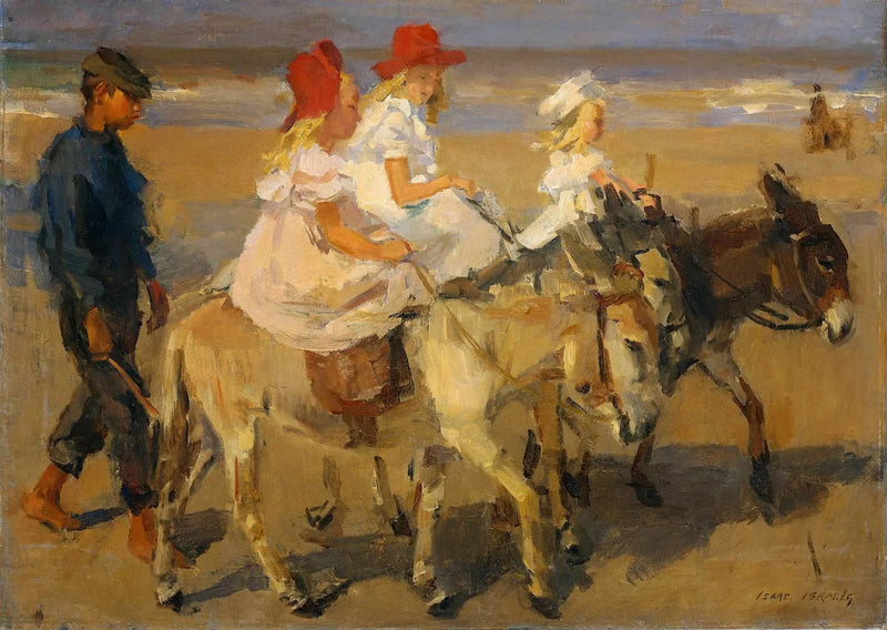 Æselridning på stranden - Isaac Israel