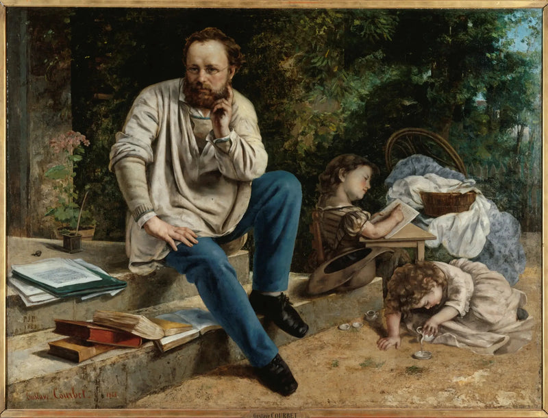 Proudhon og hans børn - Gustave Courbet
