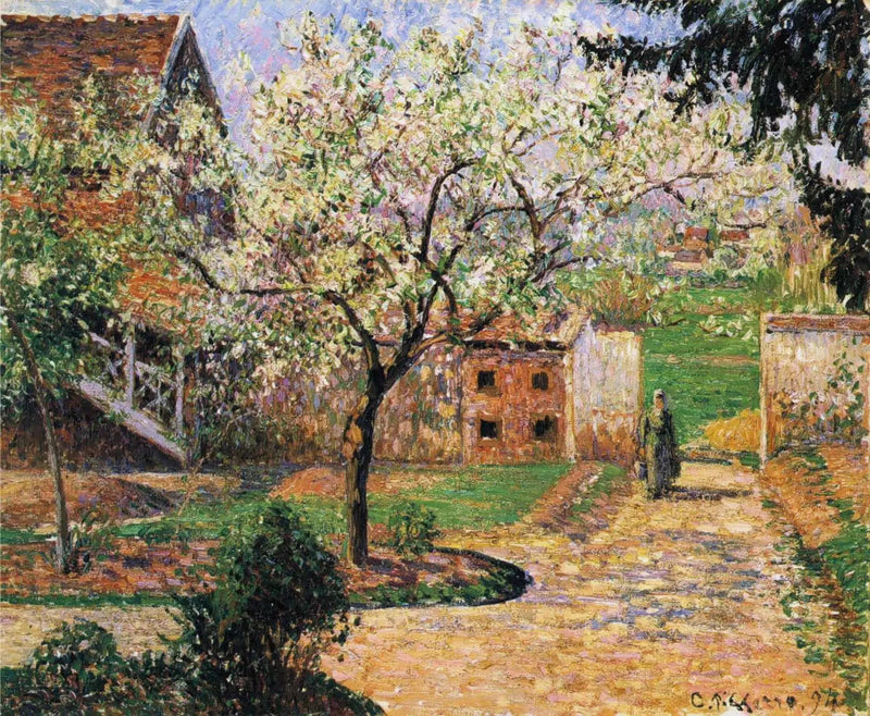 Blomstrende blommer, Éragny - Camille Pissarro