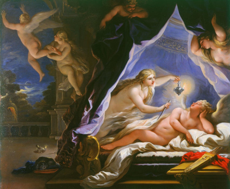 Psyke, der opdager den sovende Cupido - Luca Giordano