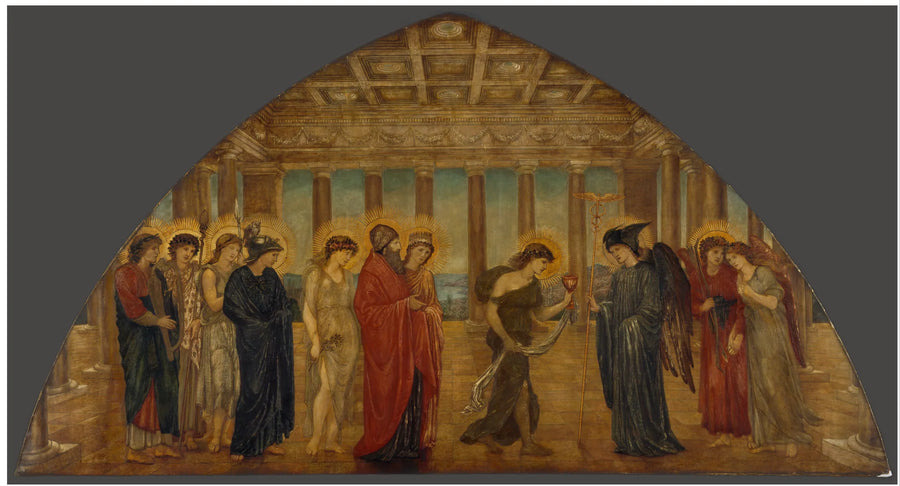 Psyche, der træder ind gennem portalerne til Olympus - Edward Burne-Jones