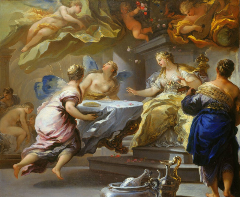 Psyché betjent af usynlige ånder - Luca Giordano