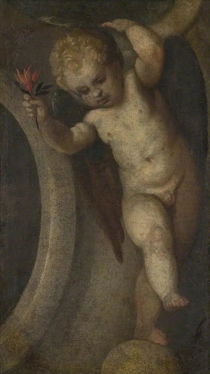 Putto med en rød blomst - Paul Véronèse