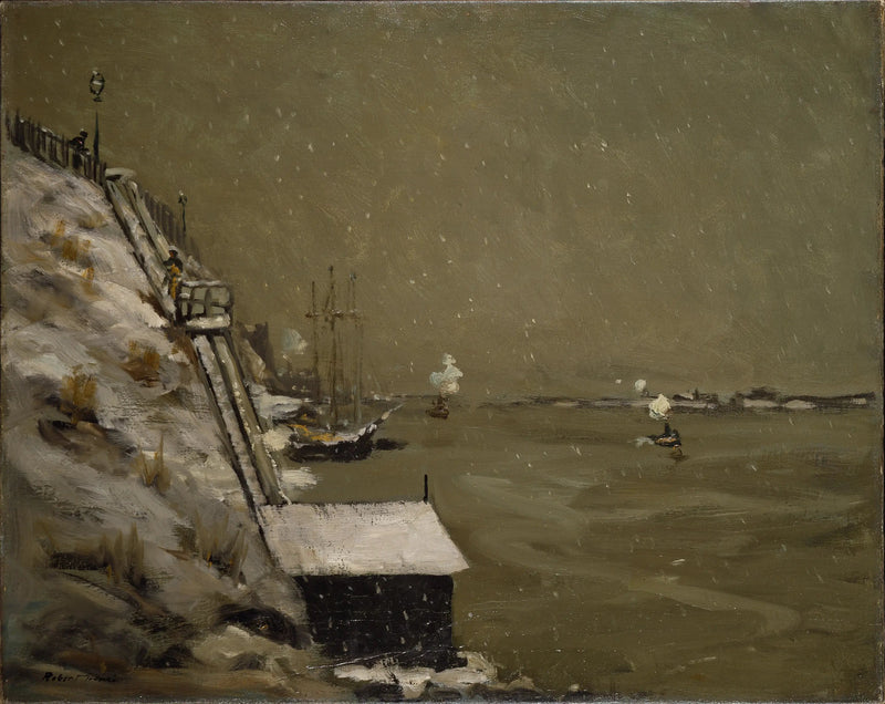 East River Quai, vinter - Robert Henri