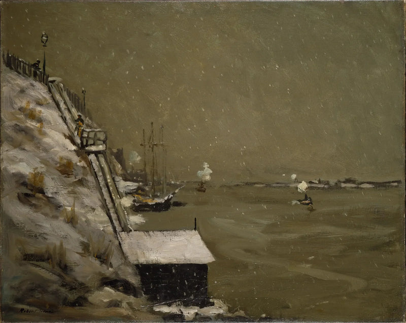 East River Quai, vinter - Robert Henri