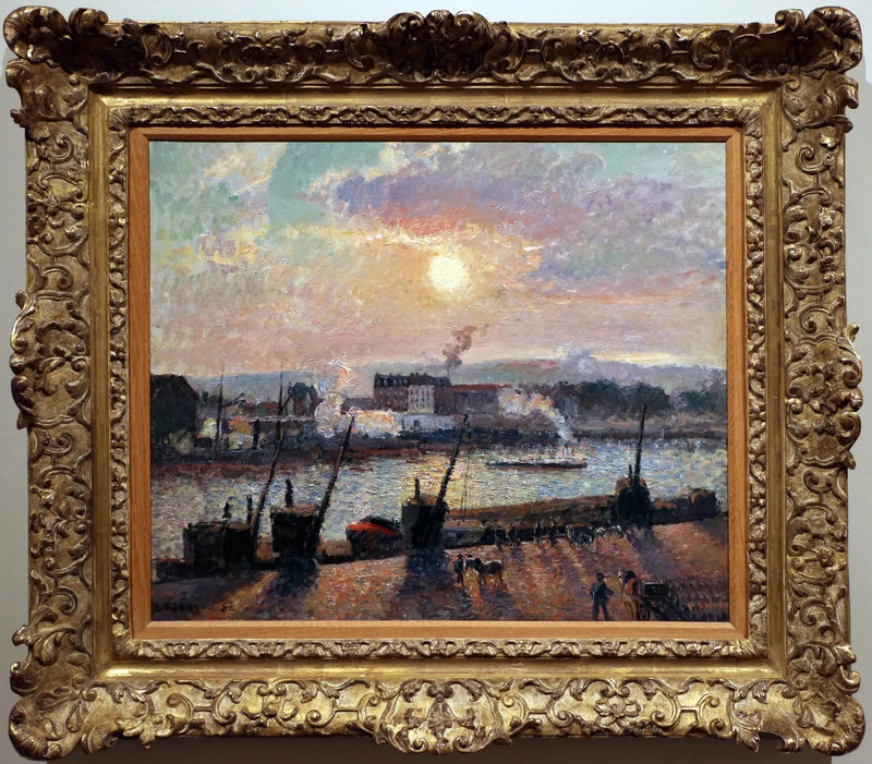 Børsen, Rouen, solnedgang - Camille Pissarro