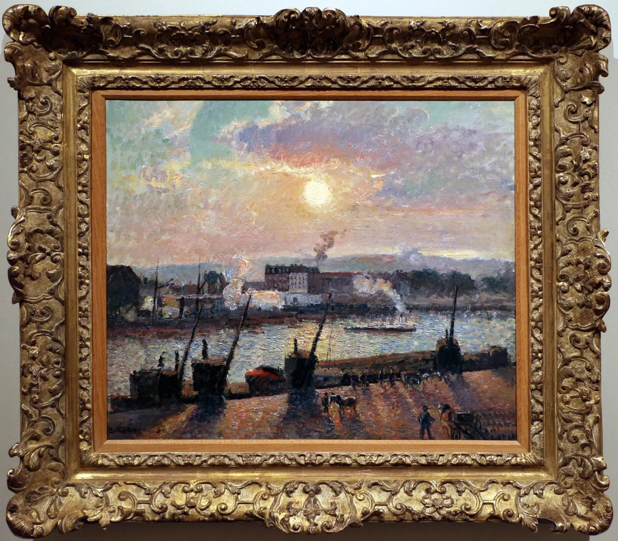 Børsen, Rouen, solnedgang - Camille Pissarro