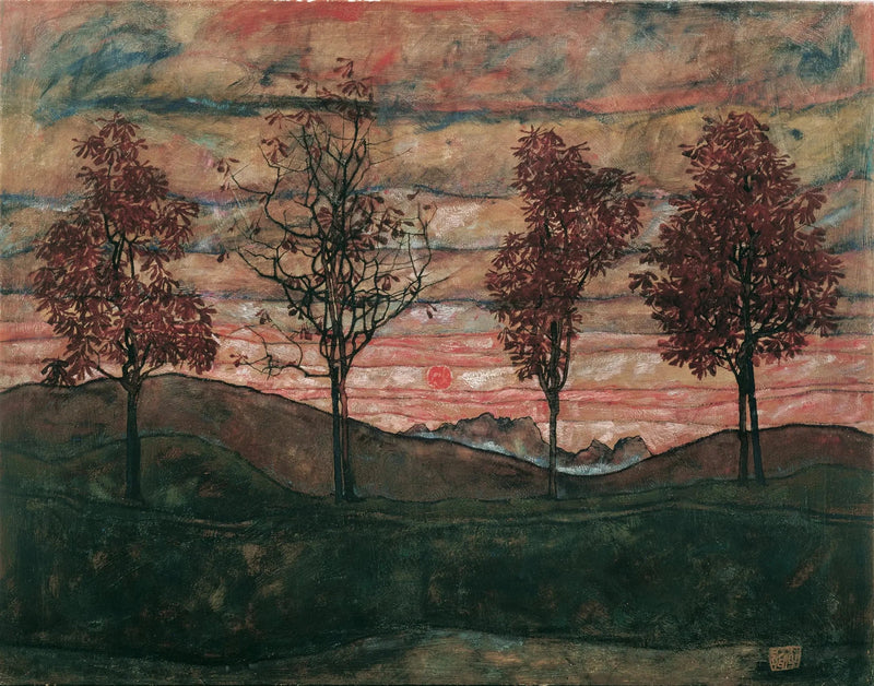 Fire træer - Egon Schiele