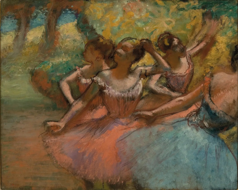 Fire ballerinaer på scenen - Edgar Degas