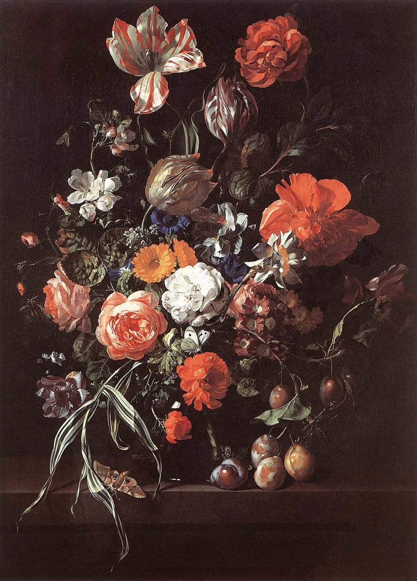 Bouquet floral sur fond sombre - Rachel Ruysch