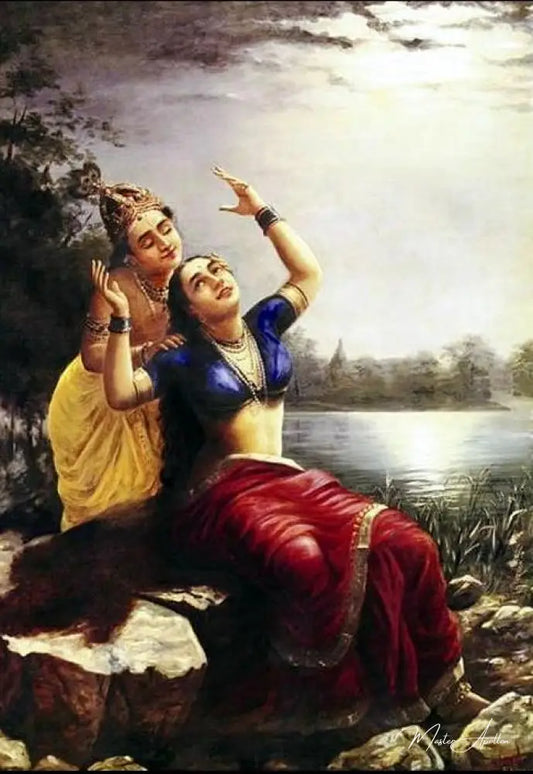 Radha et Madhav - Ravi Varmâ - Reproductions de tableaux et peintures haut de gamme