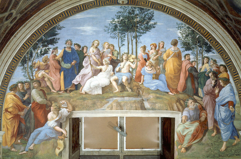Le Parnasse, avec figures mythologiques féminines - Raphaël