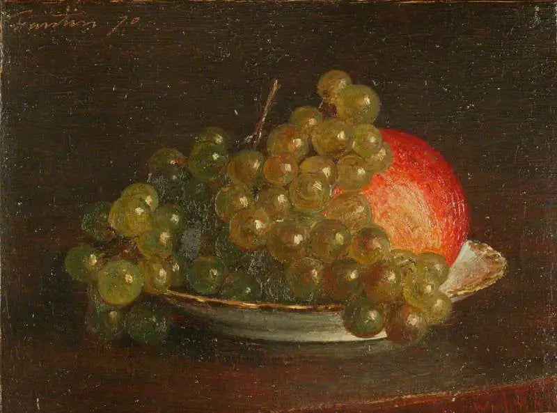 Hvid drue og æble i en kop - Henri Fantin-Latour