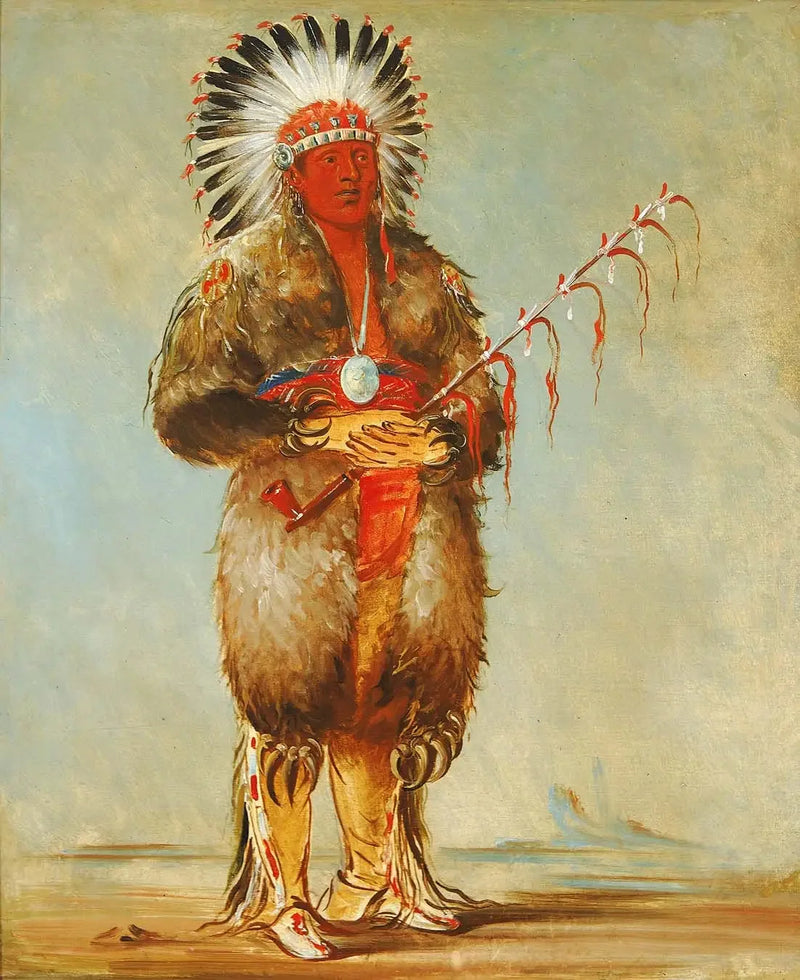Ráw-no-way-wóh-krah, Loose Pipestem, un Modig - George Catlin