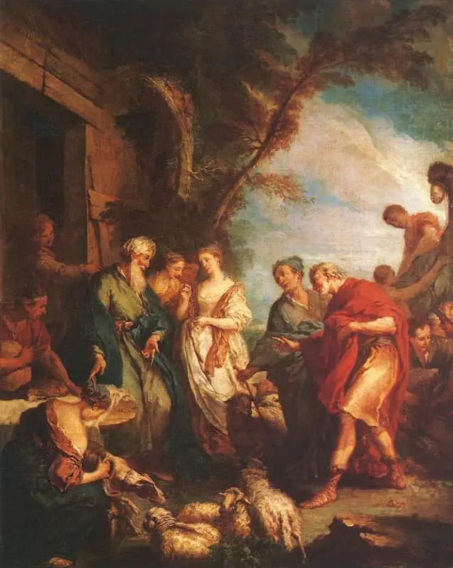 Rébecca modtager fra Eliezer de nuværende fra Abraham - François Boucher