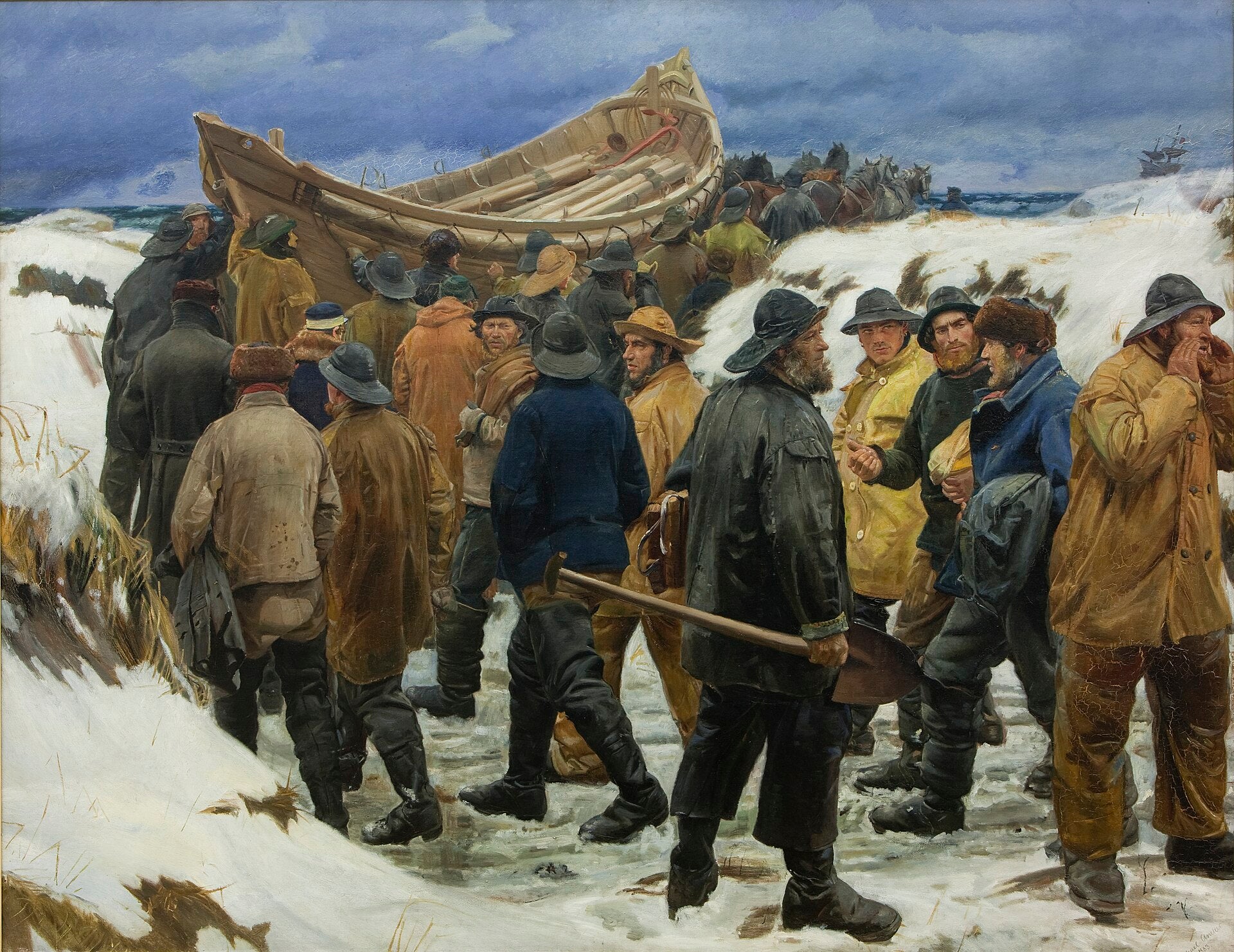 Le Canot de sauvetage est transporté sur les dunes - Michael Ancher