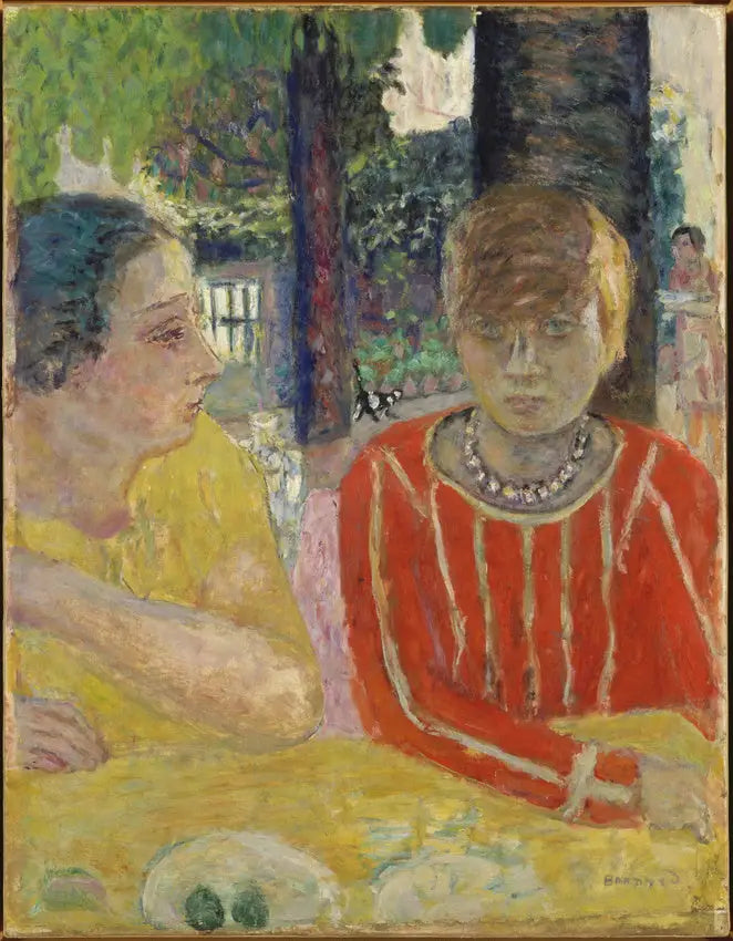 Dronning Natanson og Marthe Bonnard i rød bluse - Pierre Bonnard