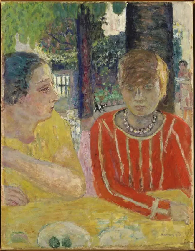 Reine Natanson et Marthe Bonnard au corsage rouge - Pierre Bonnard image 1 copie de tableau peinte à la main