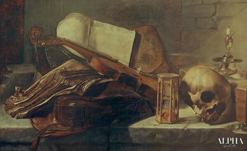 Rembrandt (cercle de), nature morte, livres - Rembrandt van Rijn - Reproductions de tableaux et peintures haut de gamme