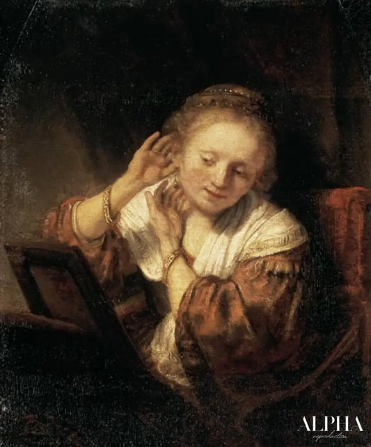 Rembrandt, Femme avec des boucles d'oreilles - Rembrandt van Rijn - Reproductions de tableaux et peintures haut de gamme