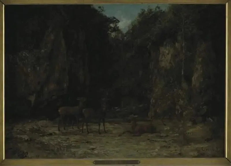 Råddyr ved skumring - Gustave Courbet