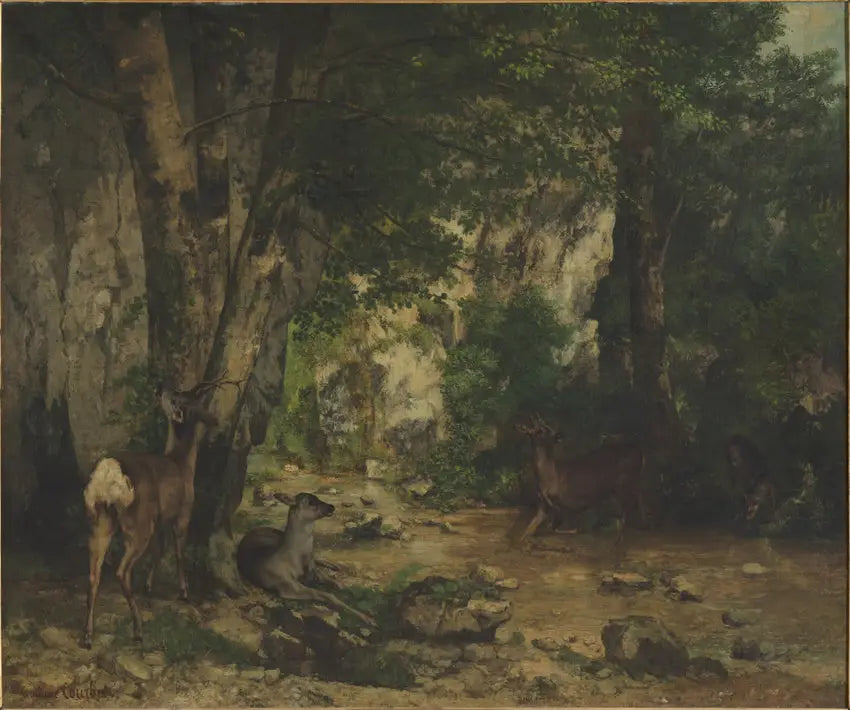 Rådyrudstilling ved Plaisir-Fontaine-floden - Gustave Courbet