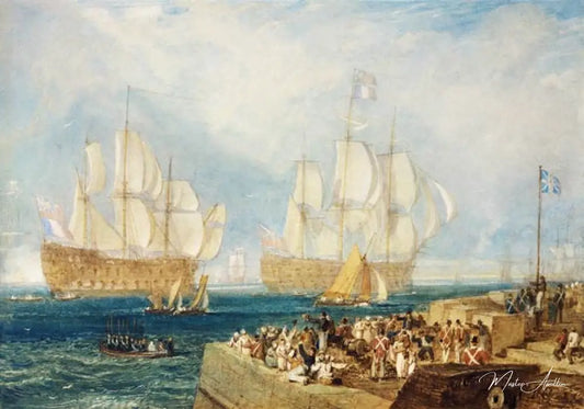 Remorquage dans le port de Plymouth - William Turner - Reproductions de tableaux et peintures haut de gamme