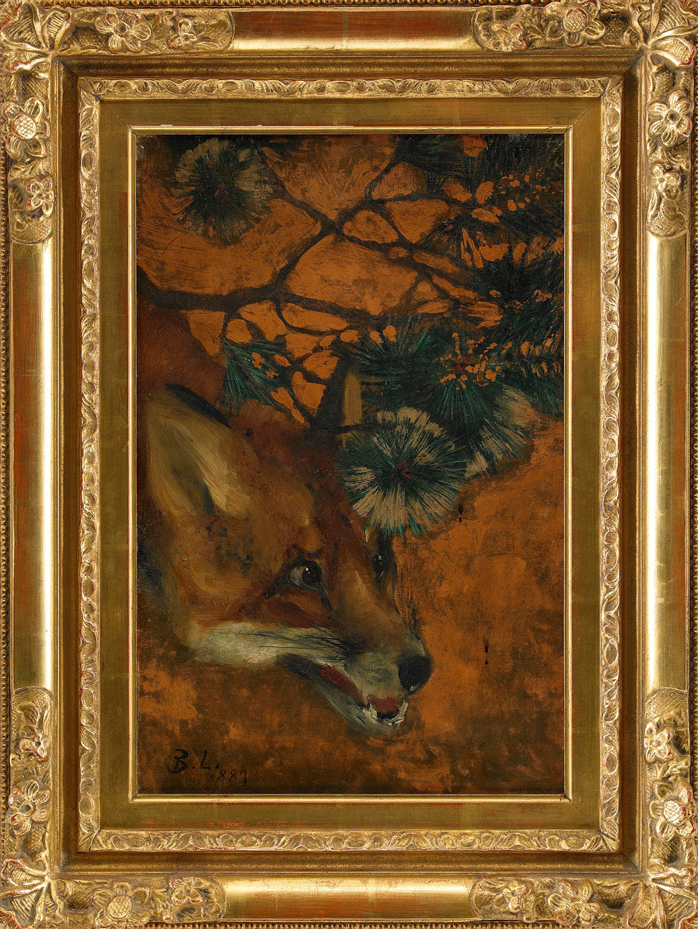 Renard sous une branche de pin - Bruno Liljefors image 1 tableau peint à l’huile sur toile