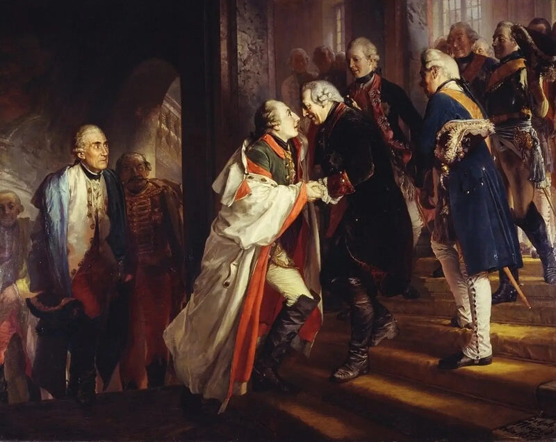 Møde mellem Frederik II og kejser Joseph II i Neisse i 1769 - Adolph von Menzel