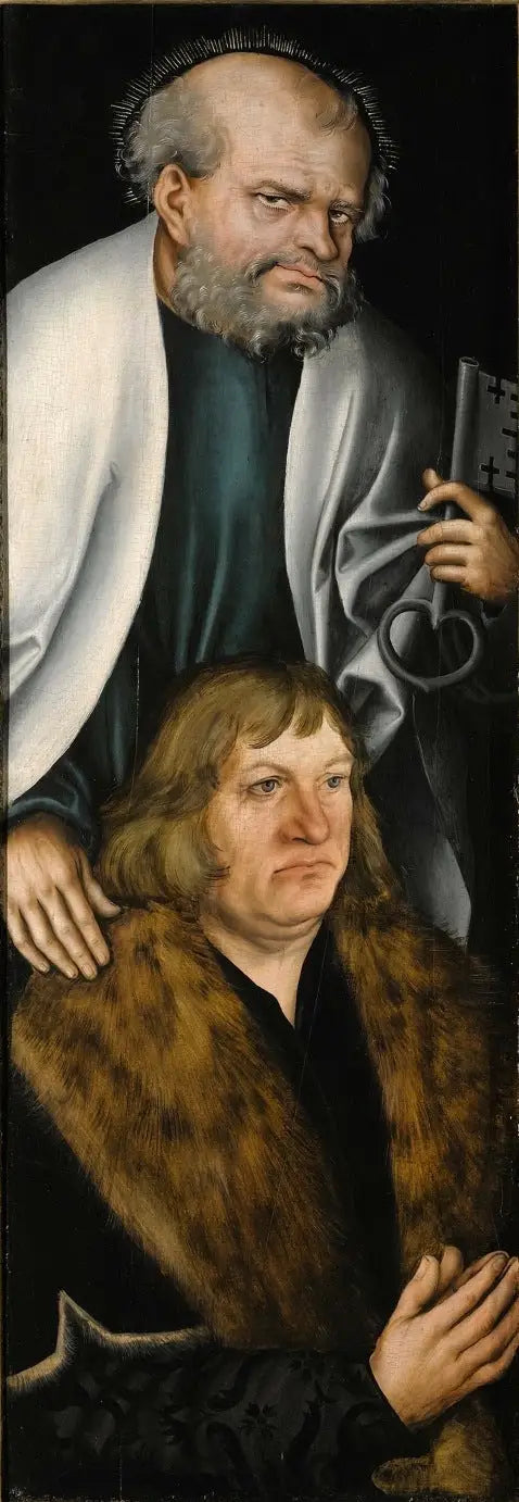 Retable de Feilitzsch [venstre side, bagside] : Portræt af Jobst von Feilitzsch med Sankt Peter - Lucas Cranach den Ældre
