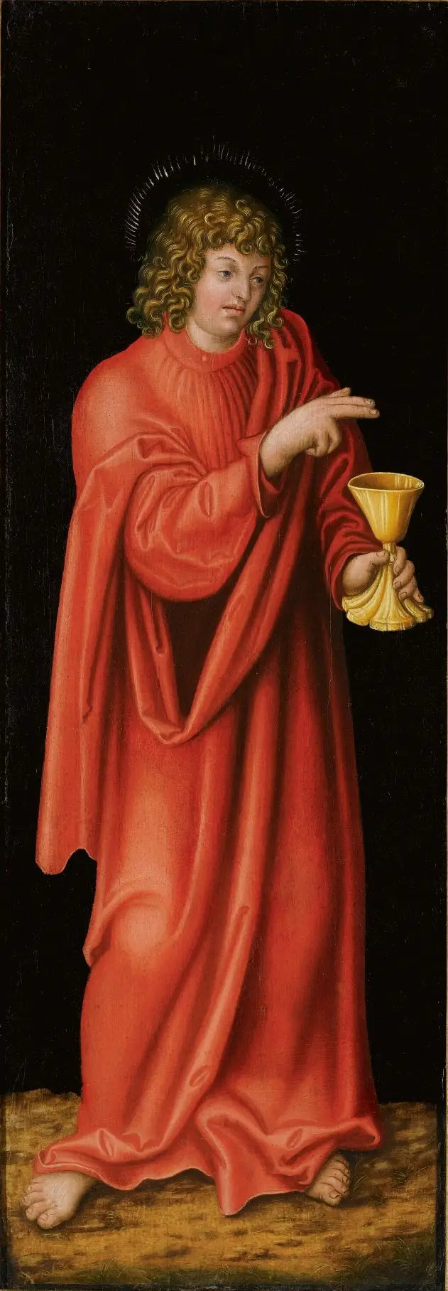 Retable de Feilitzsch [venstre side, bagside] : Johannes Evangelist - Lucas Cranach den Ældre