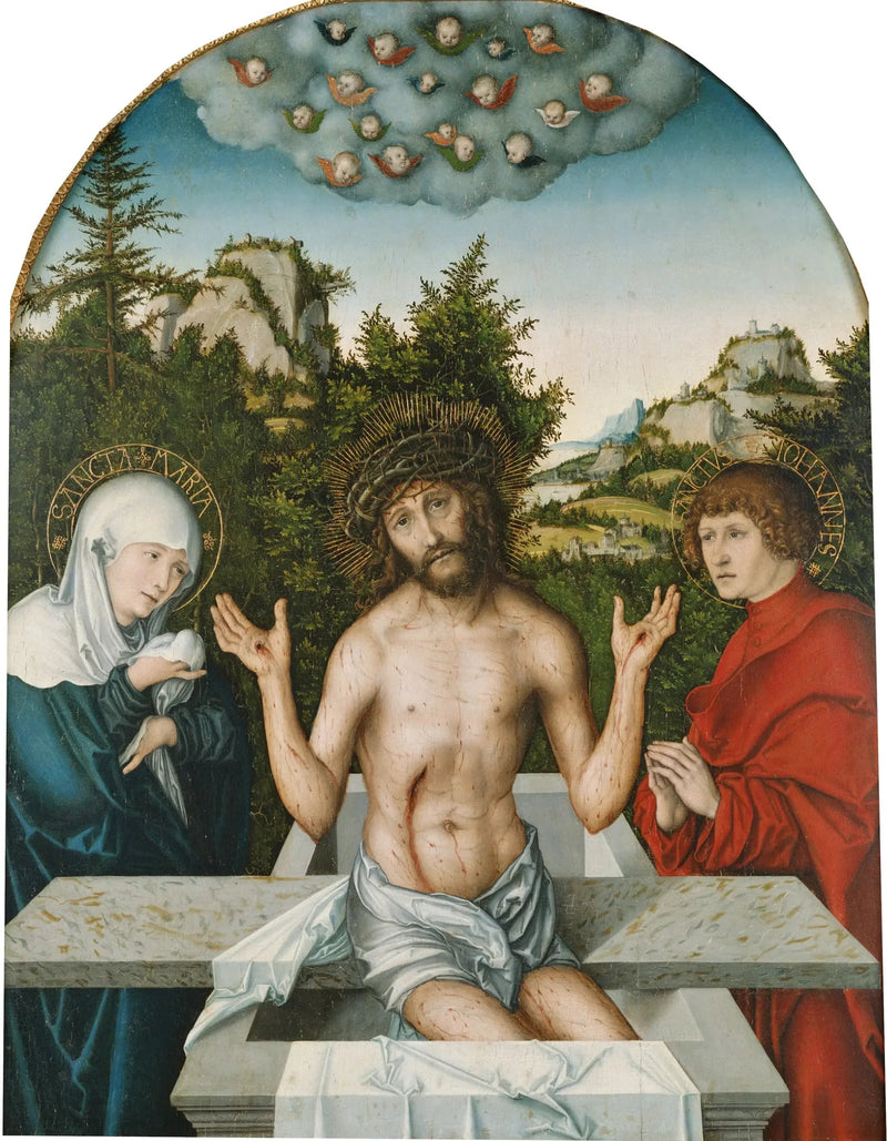 Retable de Pfirtscher : Kristus som en mand af smerte - Lucas Cranach den Ældre
