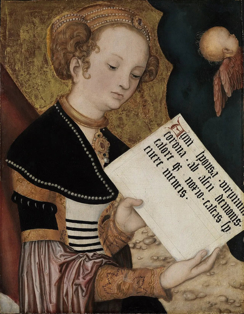 Prags Retable, Sainte (Agnès ?) med en side - Lucas Cranach den Ældre