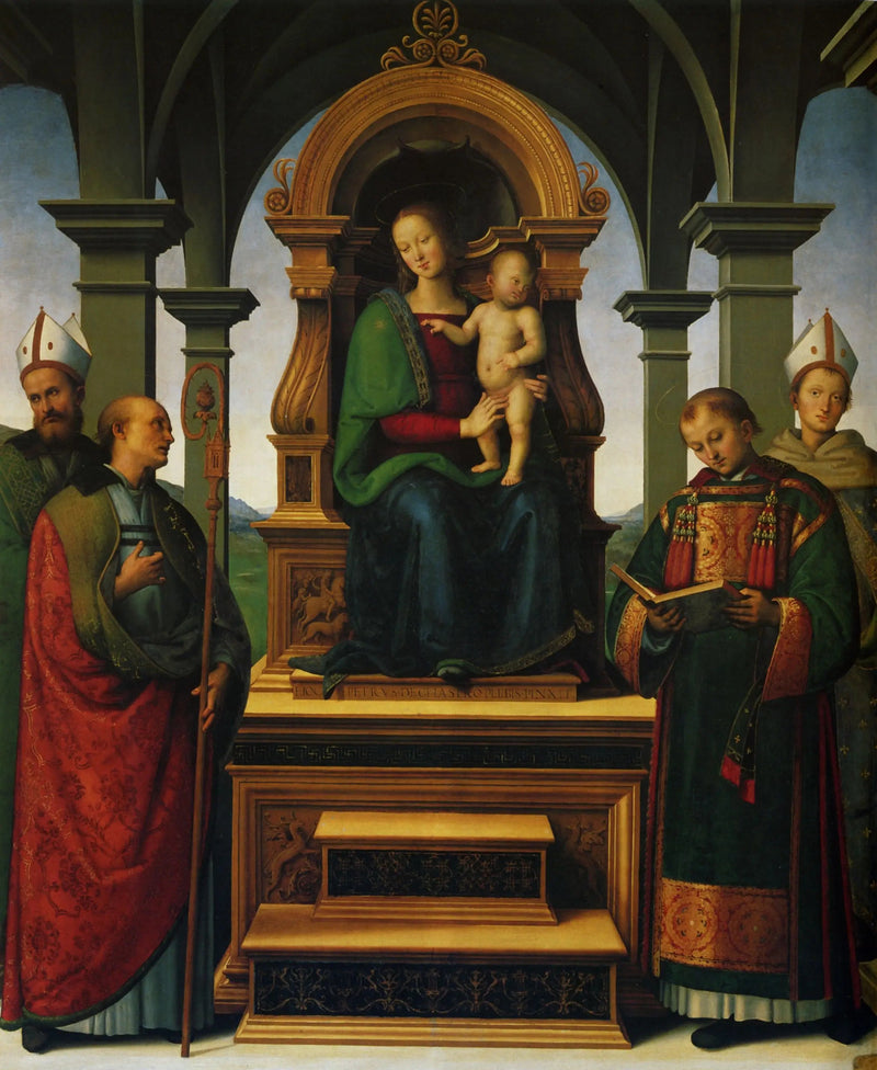 Dekorativt bord af decemvirerne - Pietro Perugino