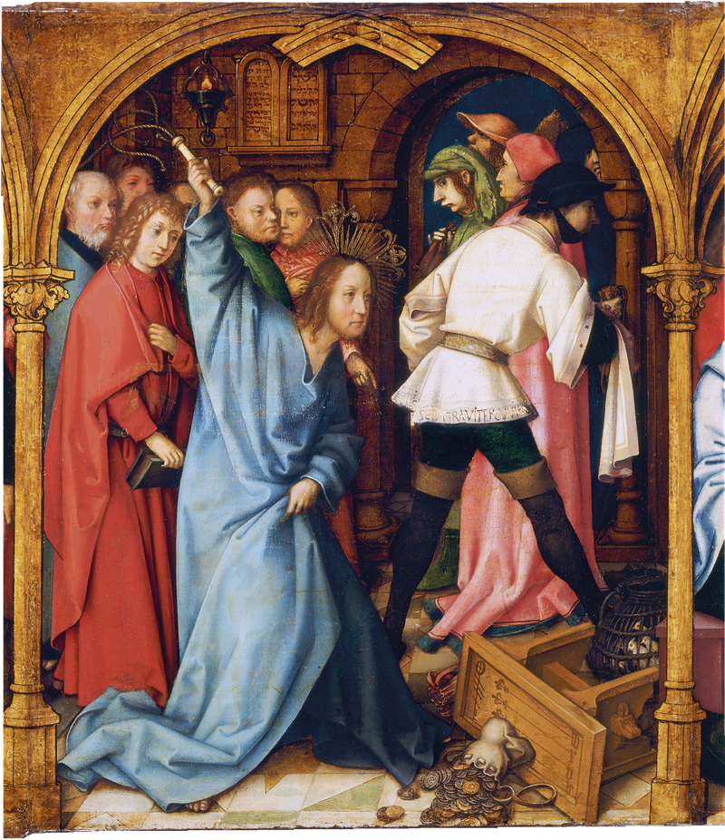 Dominikansk altertavle fra Frankfurt: Templet renses - Hans Holbein den Ældre