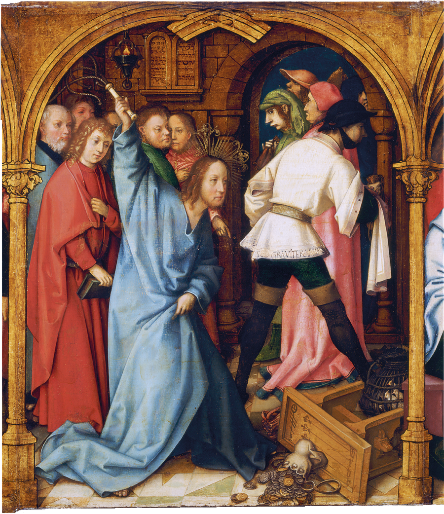 Dominikansk altertavle fra Frankfurt: Templet renses - Hans Holbein den Ældre
