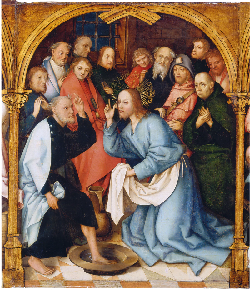 Dominikansk altartavle fra Frankfurt: Kristus vasker fødderne på Sankt Peter - Hans Holbein den Ældre