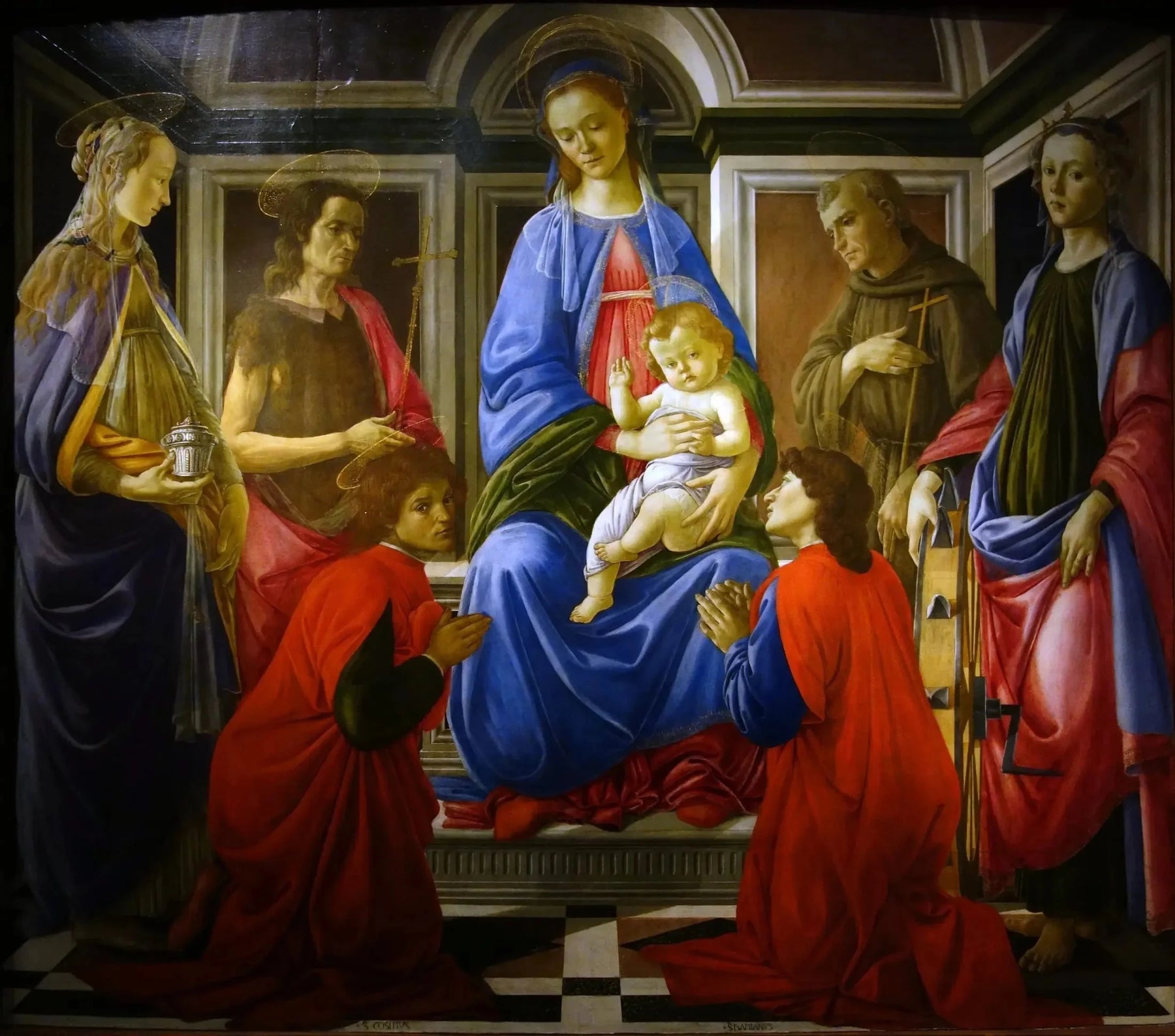 Retable dit de Sant’Ambrogio de Sandro Botticelli, Galerie des Offices – reproduction peinture à l’huile sur toile