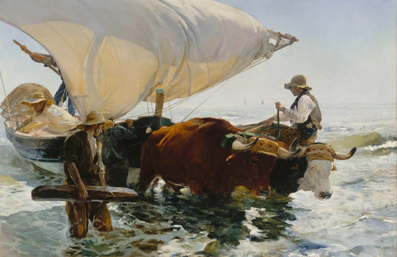 Tilbage fra fisketuren: trækkende af båden - Joaquín Sorolla